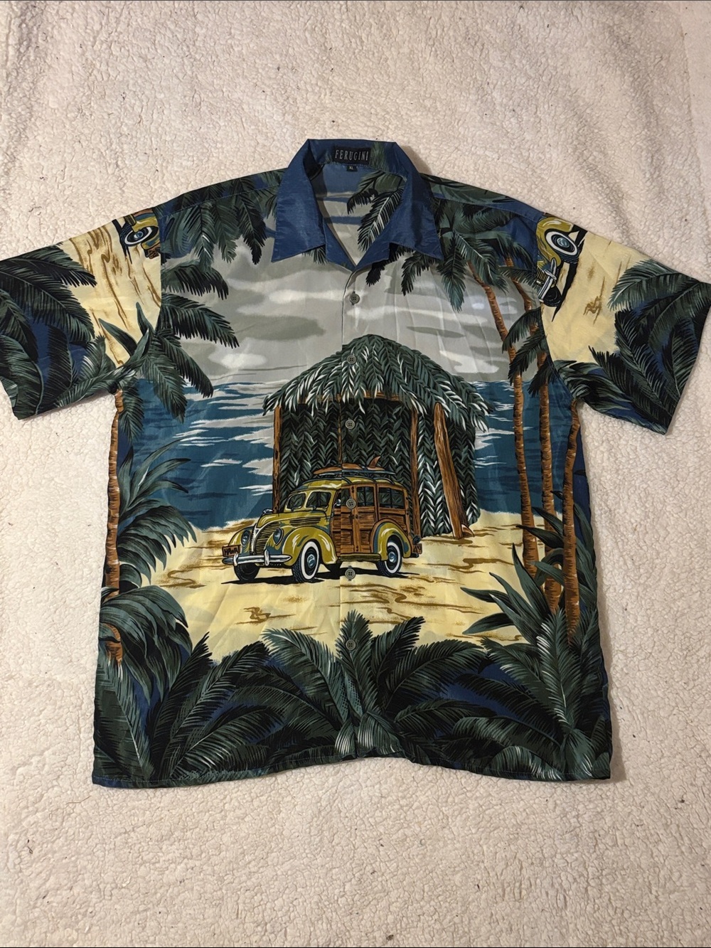 Men's Yellow Beach Print Hawaiian Shirt